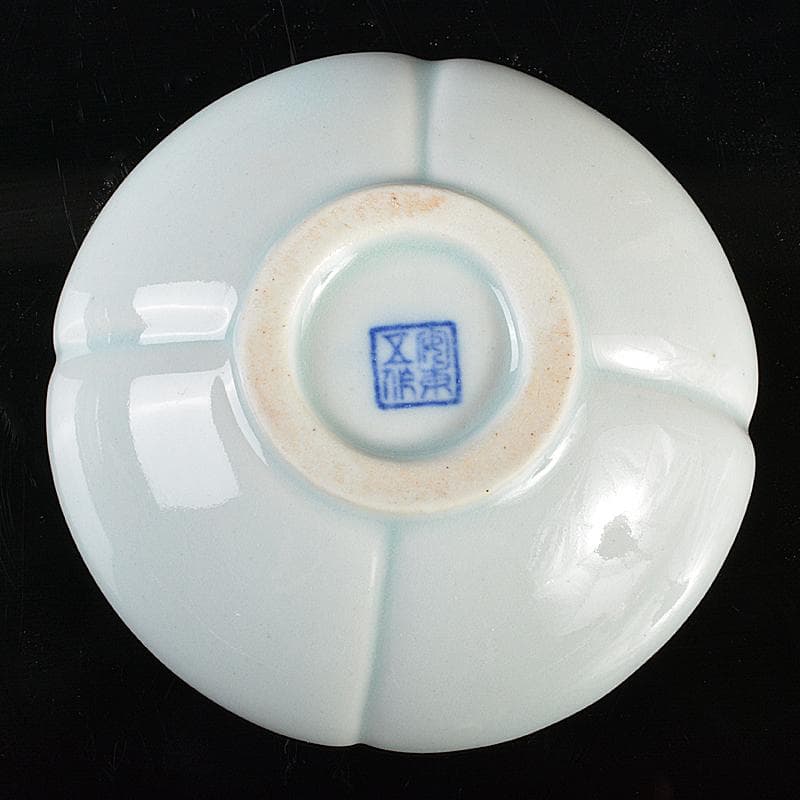 韓国人間国宝　安東五作　樊川窯　青華　柿形香合　共箱　C　R5310