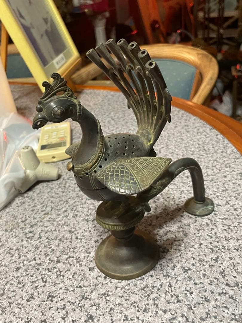 真鍮製 孔雀 香立て