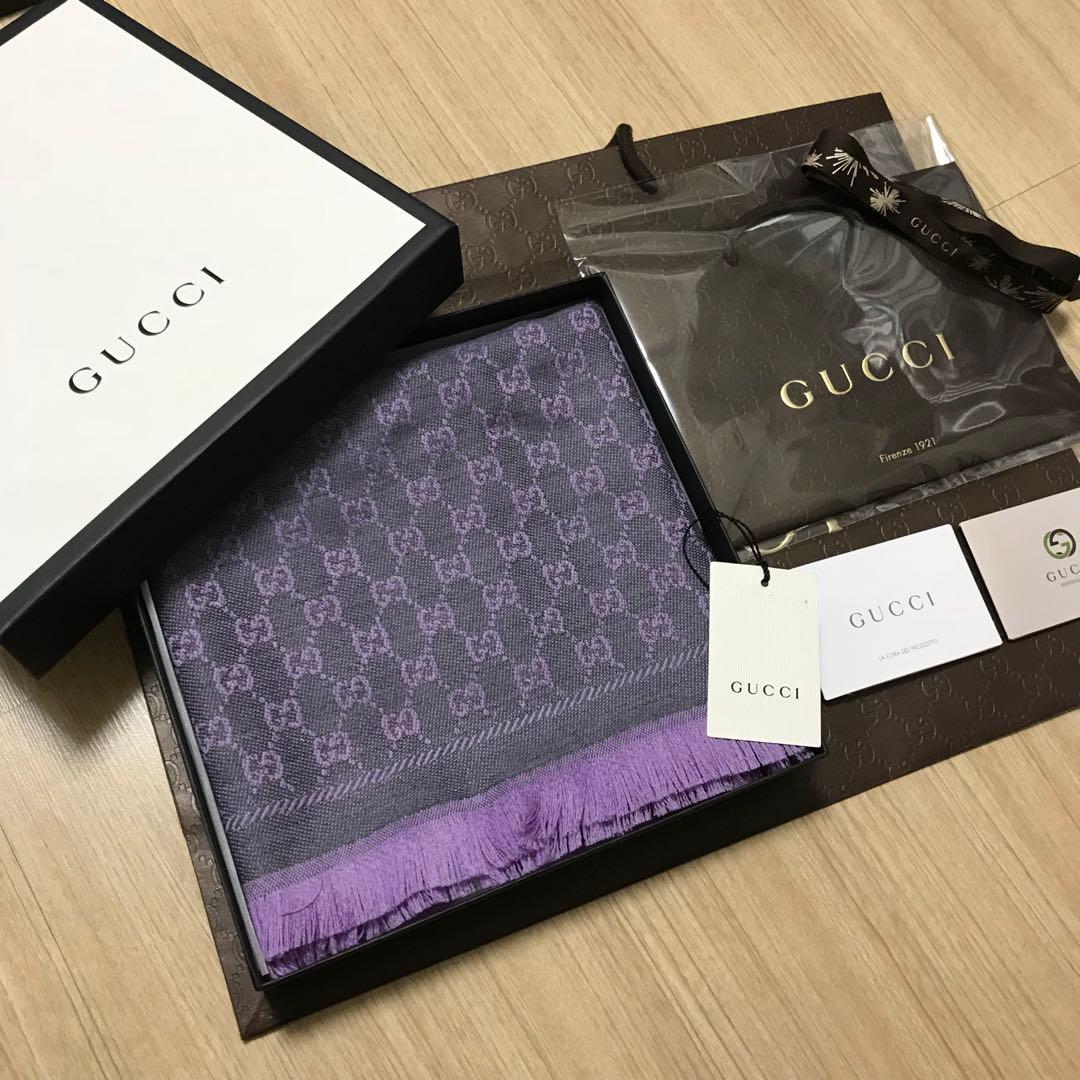 大判美品✨GUCCIマフラー❗️箱紙袋セット❗️グッチマフラー　レディース