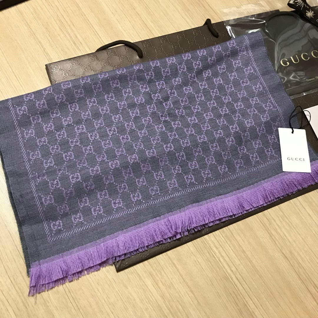 大判美品✨GUCCIマフラー❗️箱紙袋セット❗️グッチマフラー　レディース
