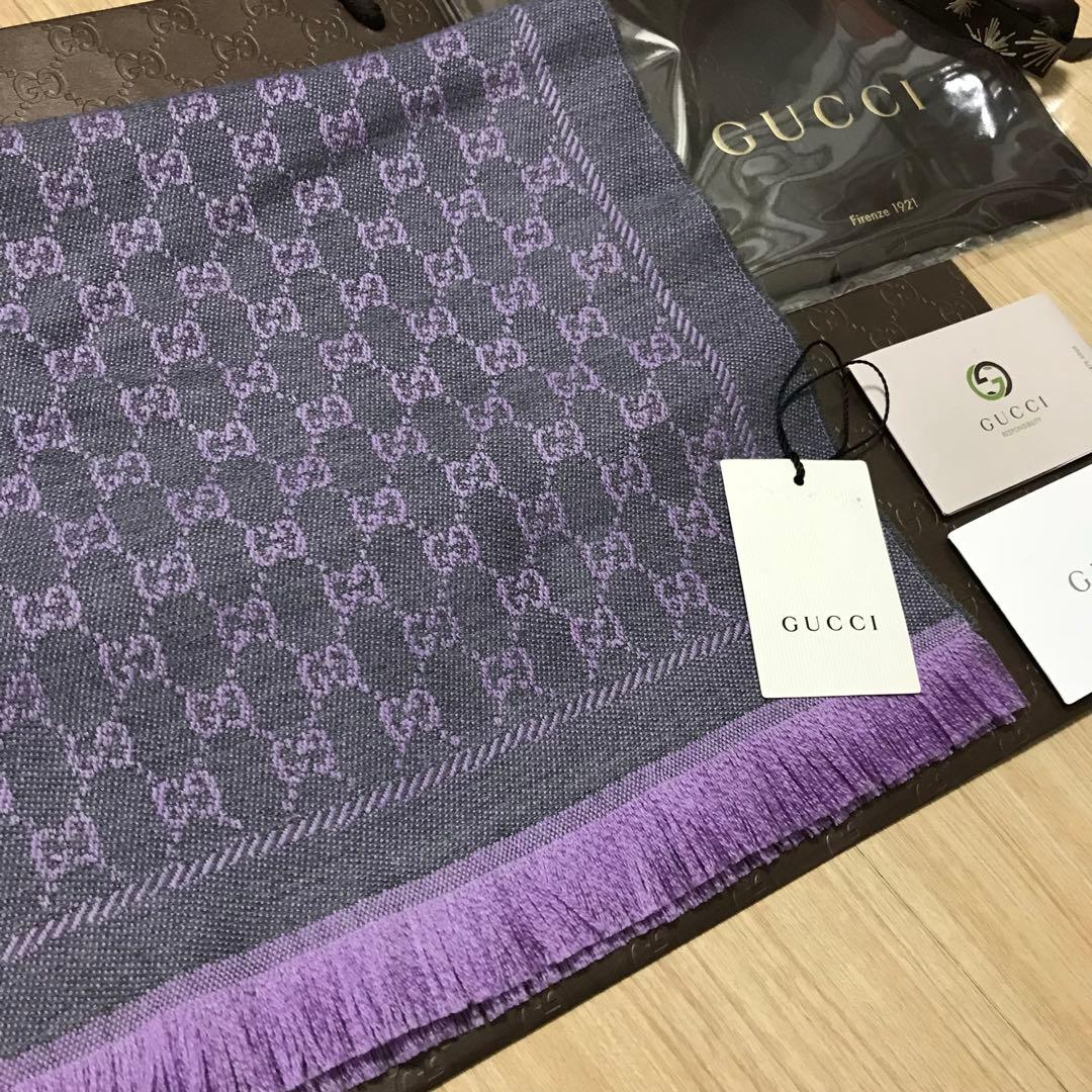大判美品✨GUCCIマフラー❗️箱紙袋セット❗️グッチマフラー　レディース
