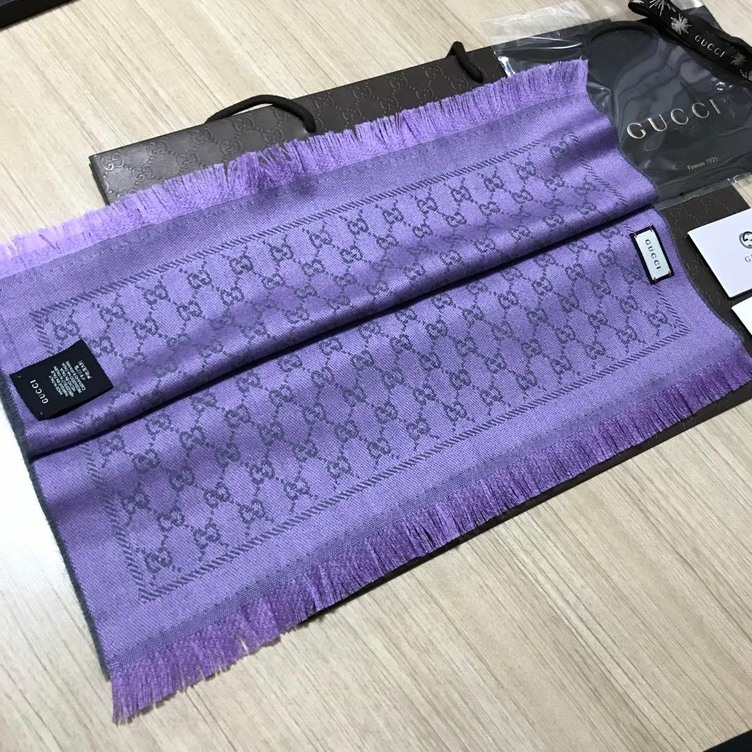 大判美品✨GUCCIマフラー❗️箱紙袋セット❗️グッチマフラー　レディース