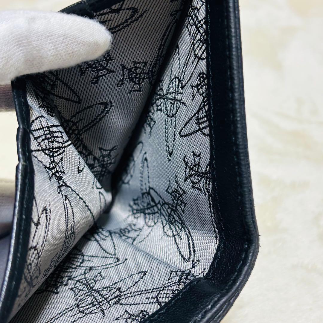 VivienneWestwood オーブ 二つ折り財布 黒 レザー パスケース付