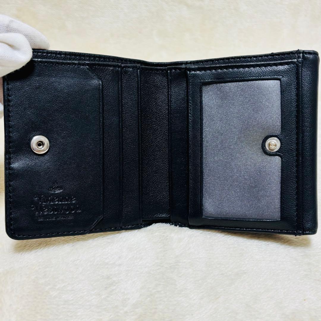 VivienneWestwood オーブ 二つ折り財布 黒 レザー パスケース付