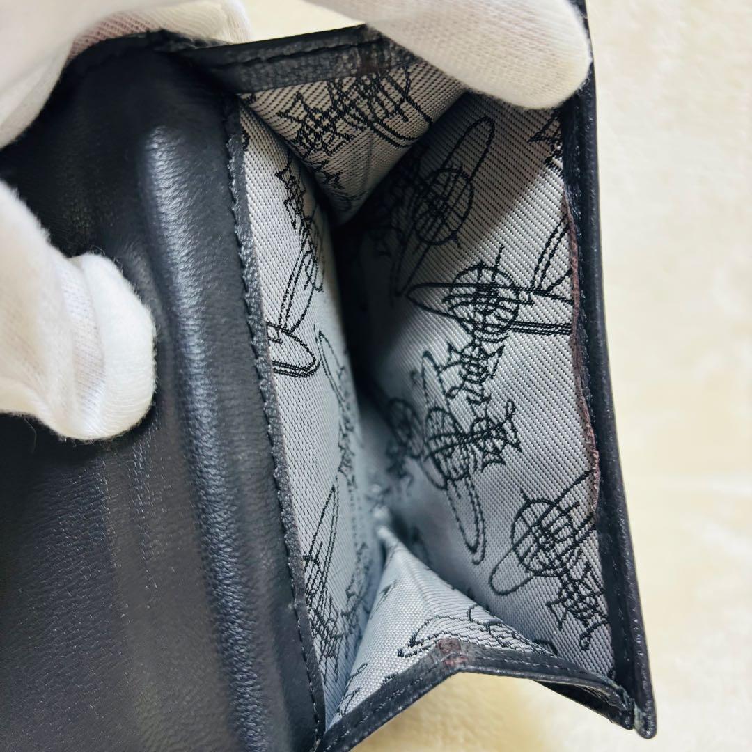 VivienneWestwood オーブ 二つ折り財布 黒 レザー パスケース付
