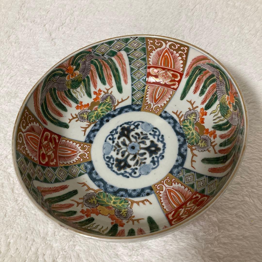 骨董品　花柄鳥模様の大鉢
