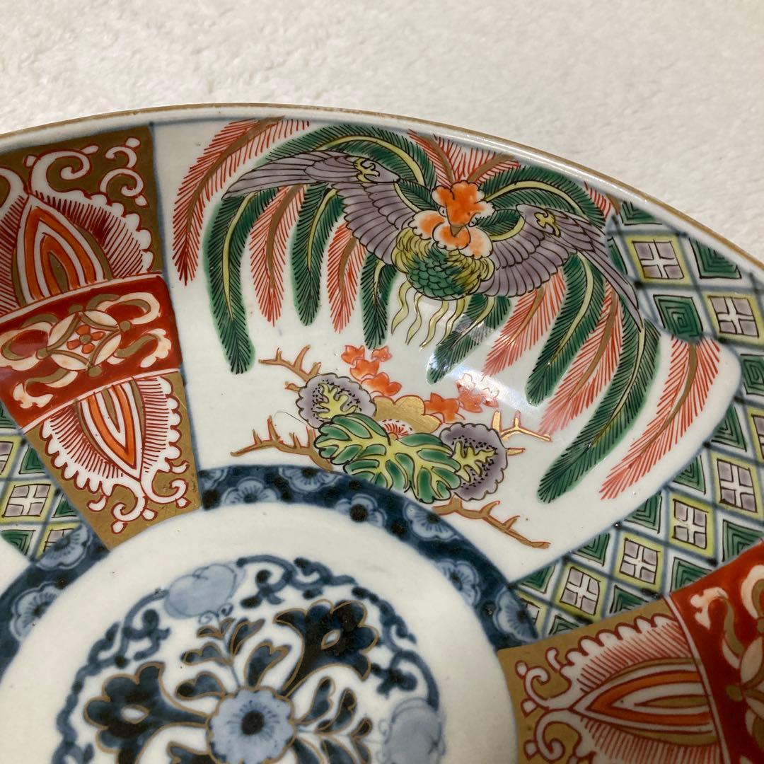 骨董品　花柄鳥模様の大鉢