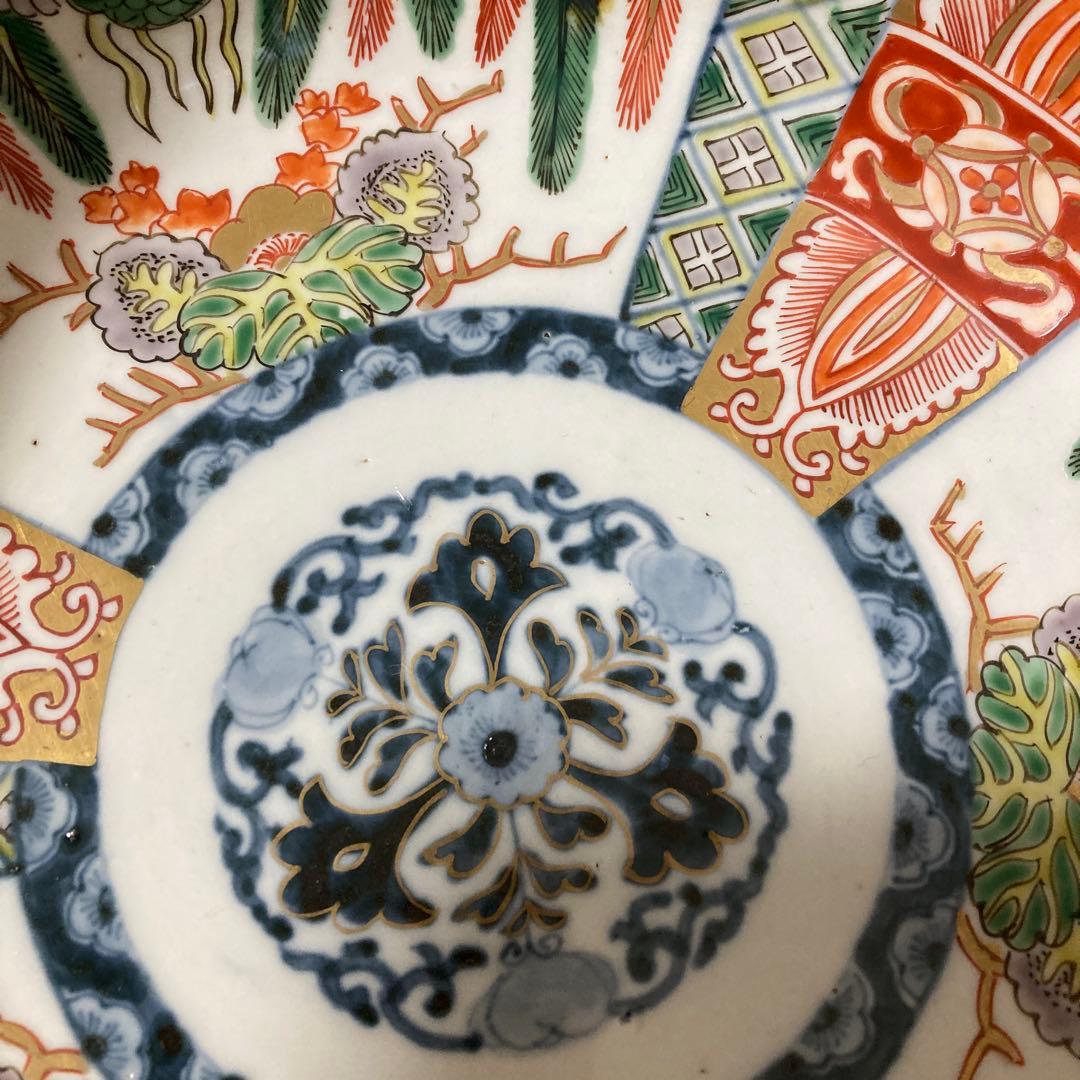 骨董品　花柄鳥模様の大鉢
