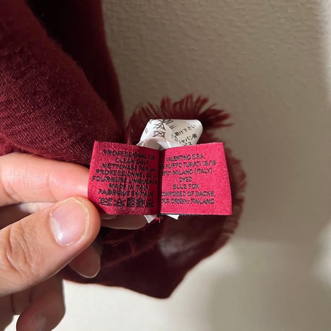 現行品 VALENTINO ブルーフォックス カシミヤ100% ストール ケープ