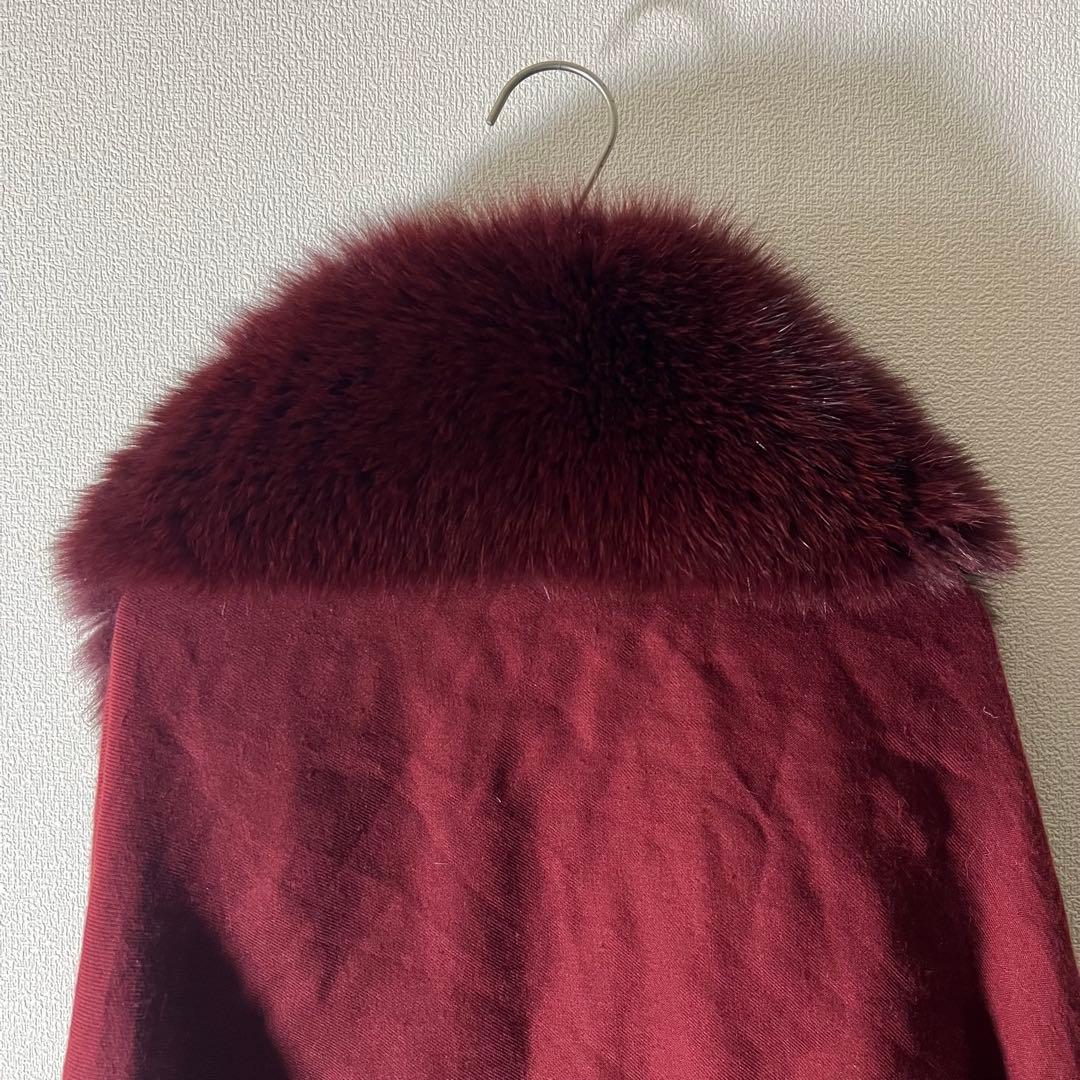 現行品 VALENTINO ブルーフォックス カシミヤ100% ストール ケープ