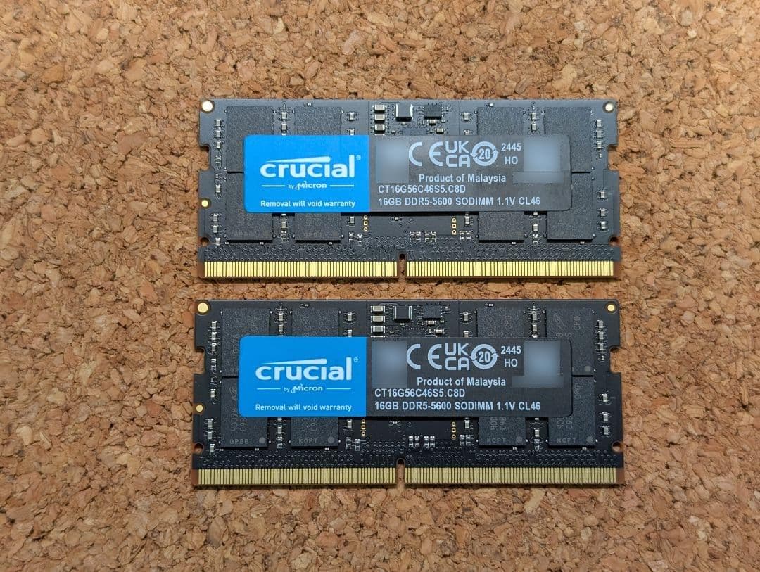 【新品同様】Crucial DDR5 5600 32GB SODIMM メモリ