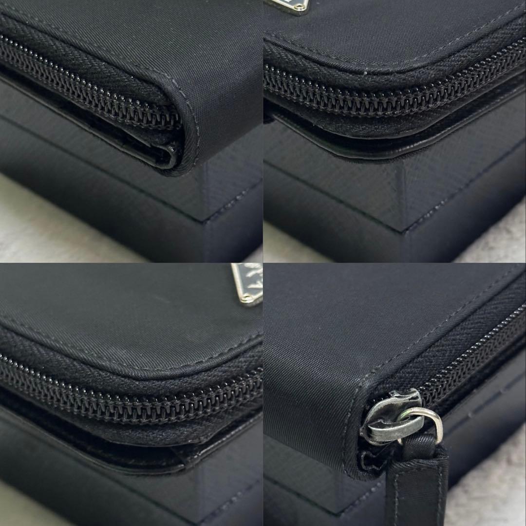 PRADA プラダ　折り財布　ナイロン　三角ロゴ　ラウンドジップ　ブラック
