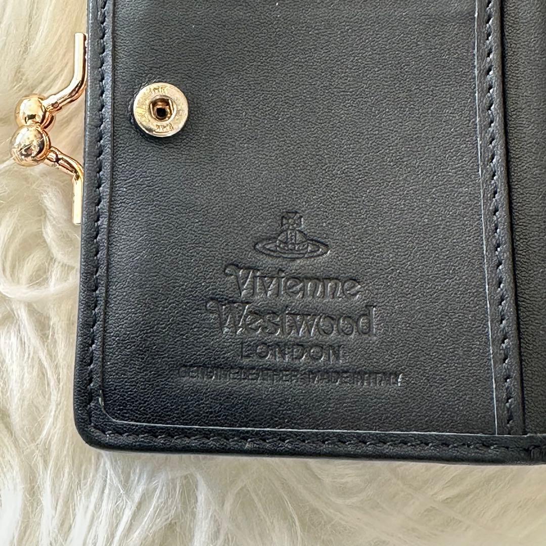 Vivienne Westwood 二つ 折り財布 ブラック 黒 がま口 レザー