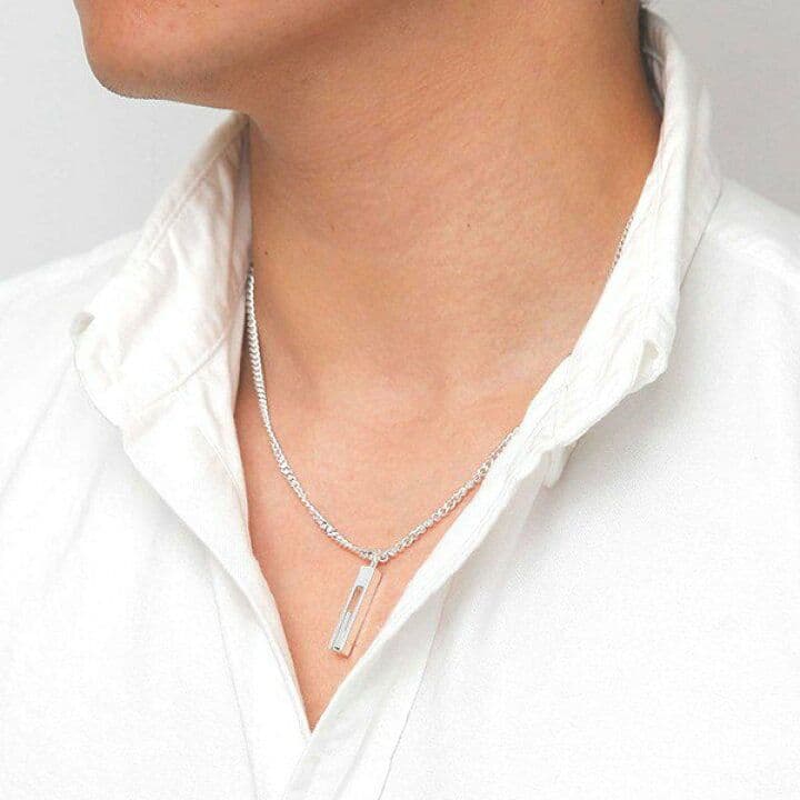 値下げ【上質スターリングシルバー925】グッチ_ Gバーユニセックスネックレス