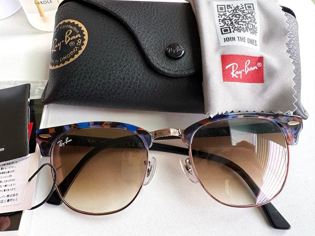 Ray-Ban Clubmaster Fleck ブラウン/ブルー