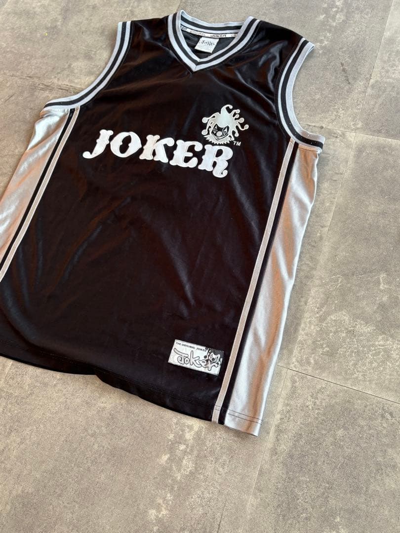 JOKER ゲームシャツ バスケシャツ ブラック シルバー ストリート Y2K