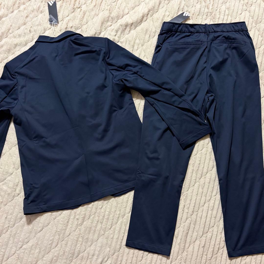 adidas テーラードジャケット パンツ スーツ 上下 セットアップ L 紺色