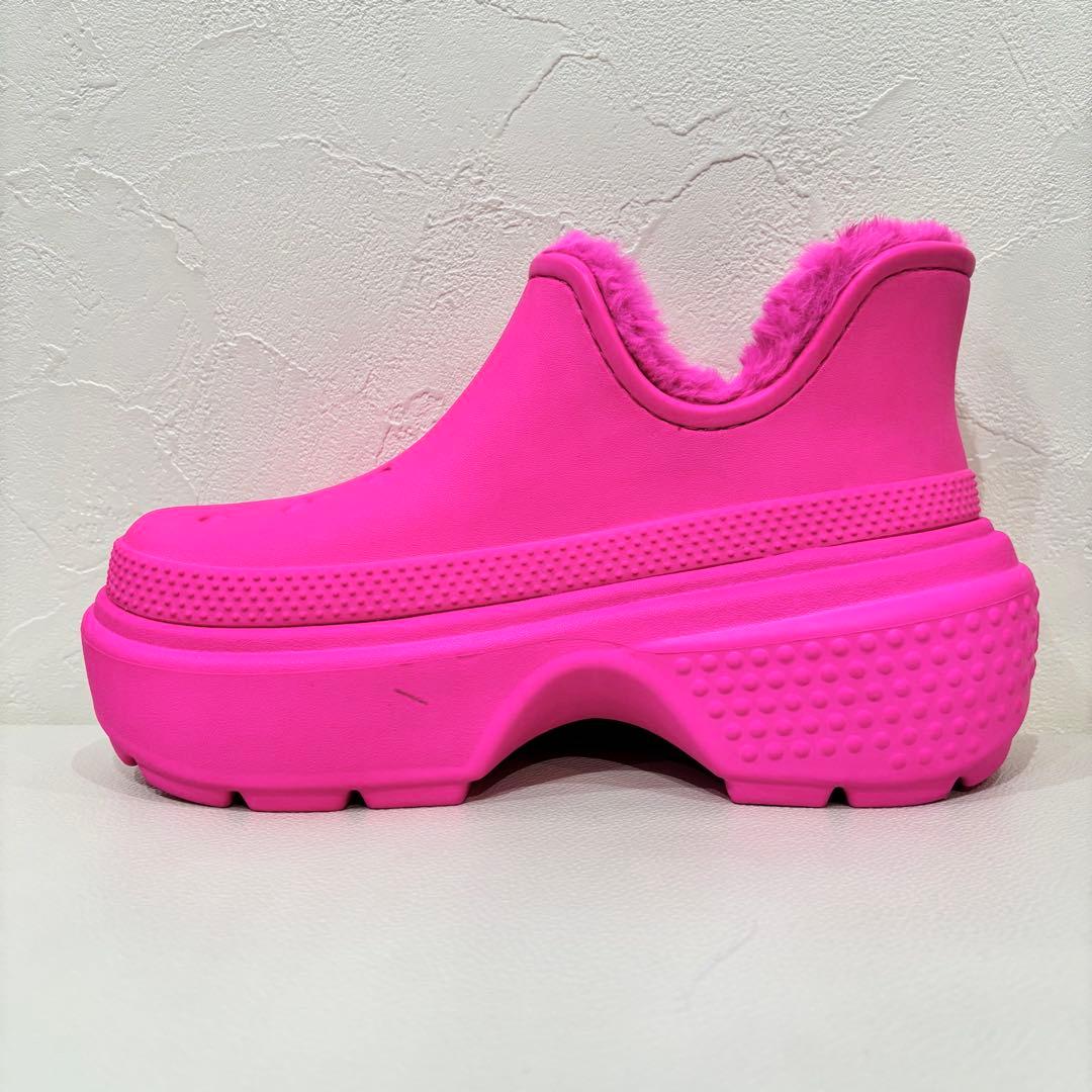 新品【crocs】クロックス　STOMP ボア　ショートブーツ　ピンク　25cm