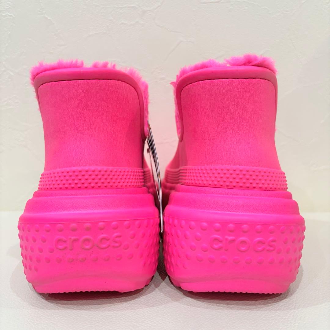 新品【crocs】クロックス　STOMP ボア　ショートブーツ　ピンク　25cm