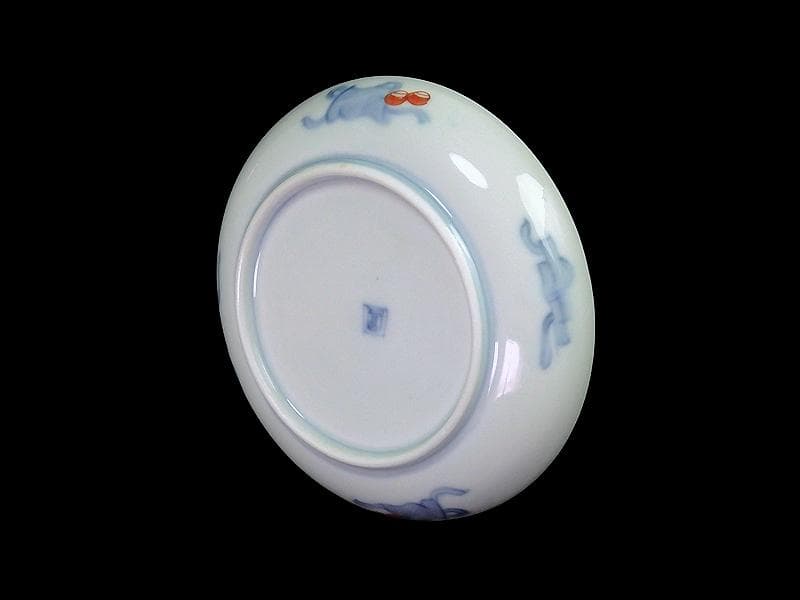 古伊万里　色絵　桐に鳳凰　団龍紋の図　４寸半皿　A809 AS-DAh