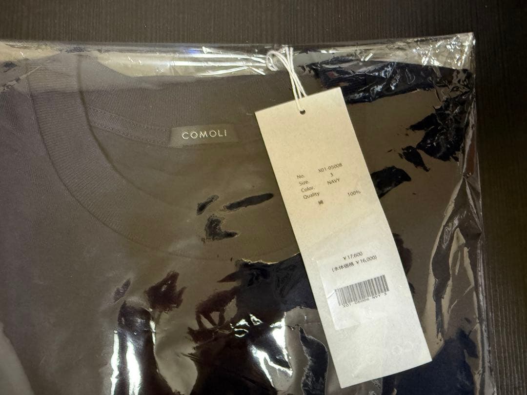 COMOLI コモリ 空紡天竺 長袖Tシャツ ネイビー サイズ3