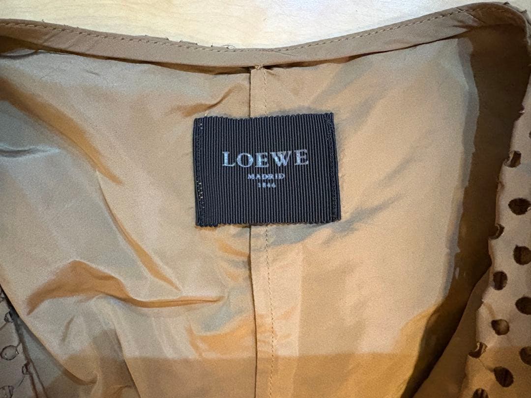 LOEWE ベージュ メッシュ ノースリーブ ワンピース