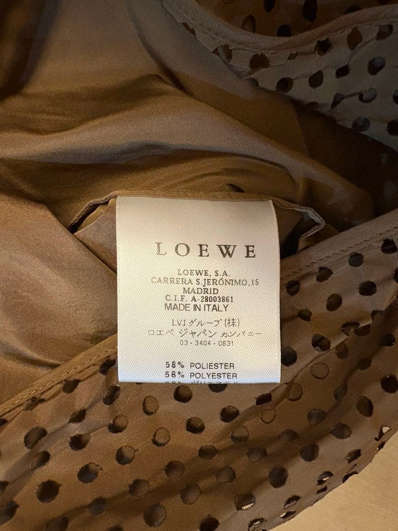 LOEWE ベージュ メッシュ ノースリーブ ワンピース