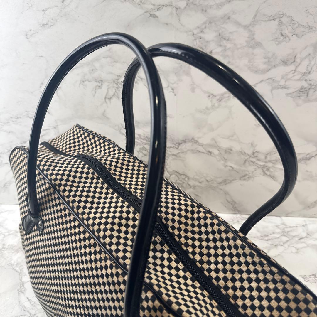 MARY QUANT マリークワント ビッグコサージュ チェックボストンバッグ