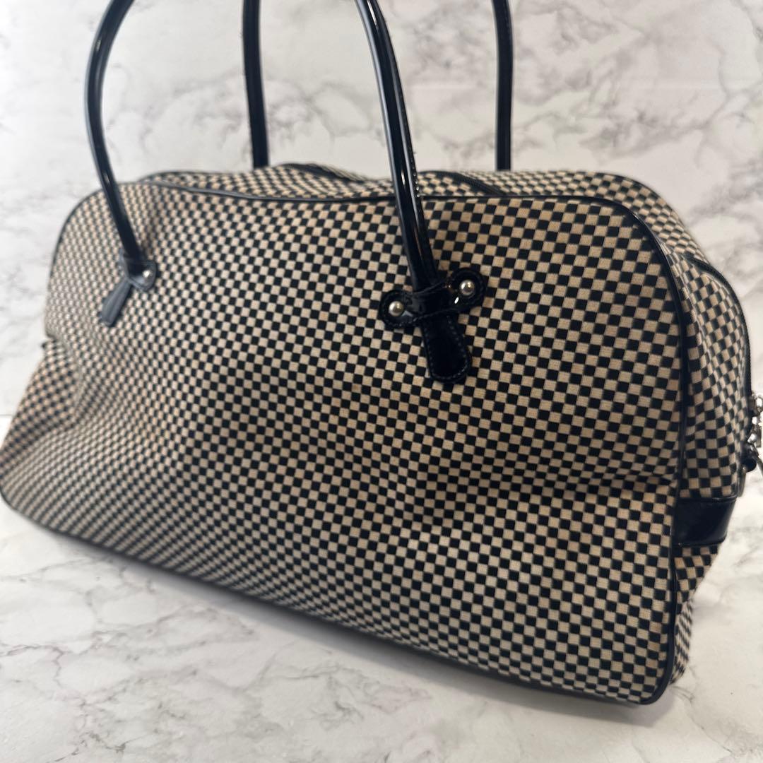 MARY QUANT マリークワント ビッグコサージュ チェックボストンバッグ
