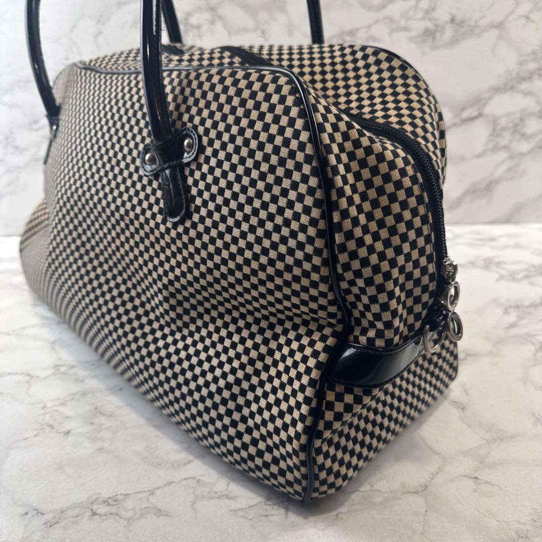 MARY QUANT マリークワント ビッグコサージュ チェックボストンバッグ