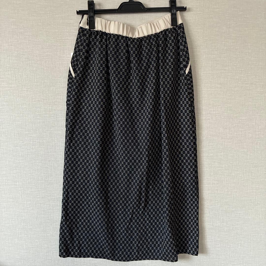ヤマダヤFENNEL ジオメトリックバイカラーパイピングスカート　9号