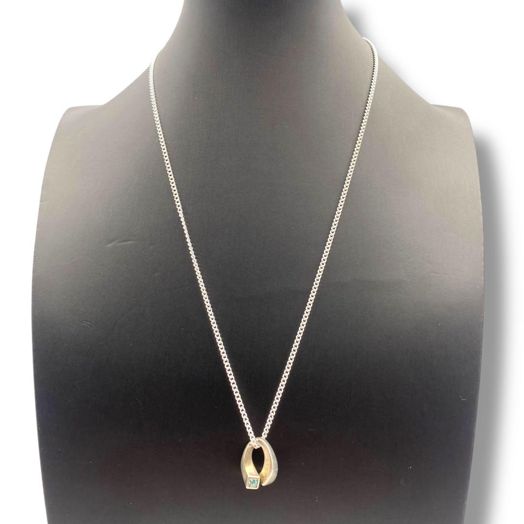 美品 GUCCI グッチ ネックレス ブルートパーズ 馬蹄 Gロゴ SV925