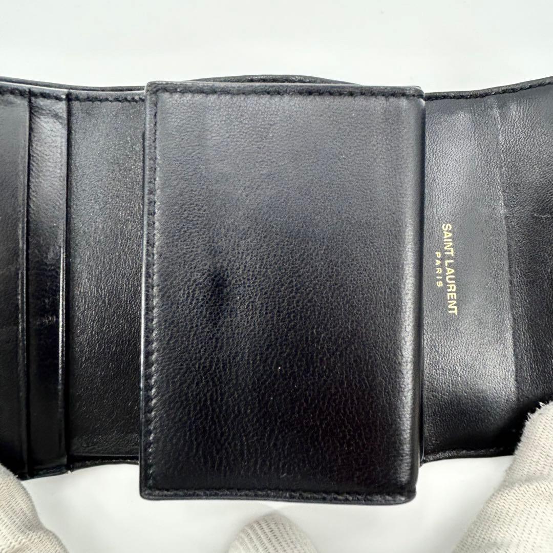極美品✨サンローラン 折り財布 カサンドラ 金具 レザー ブラック