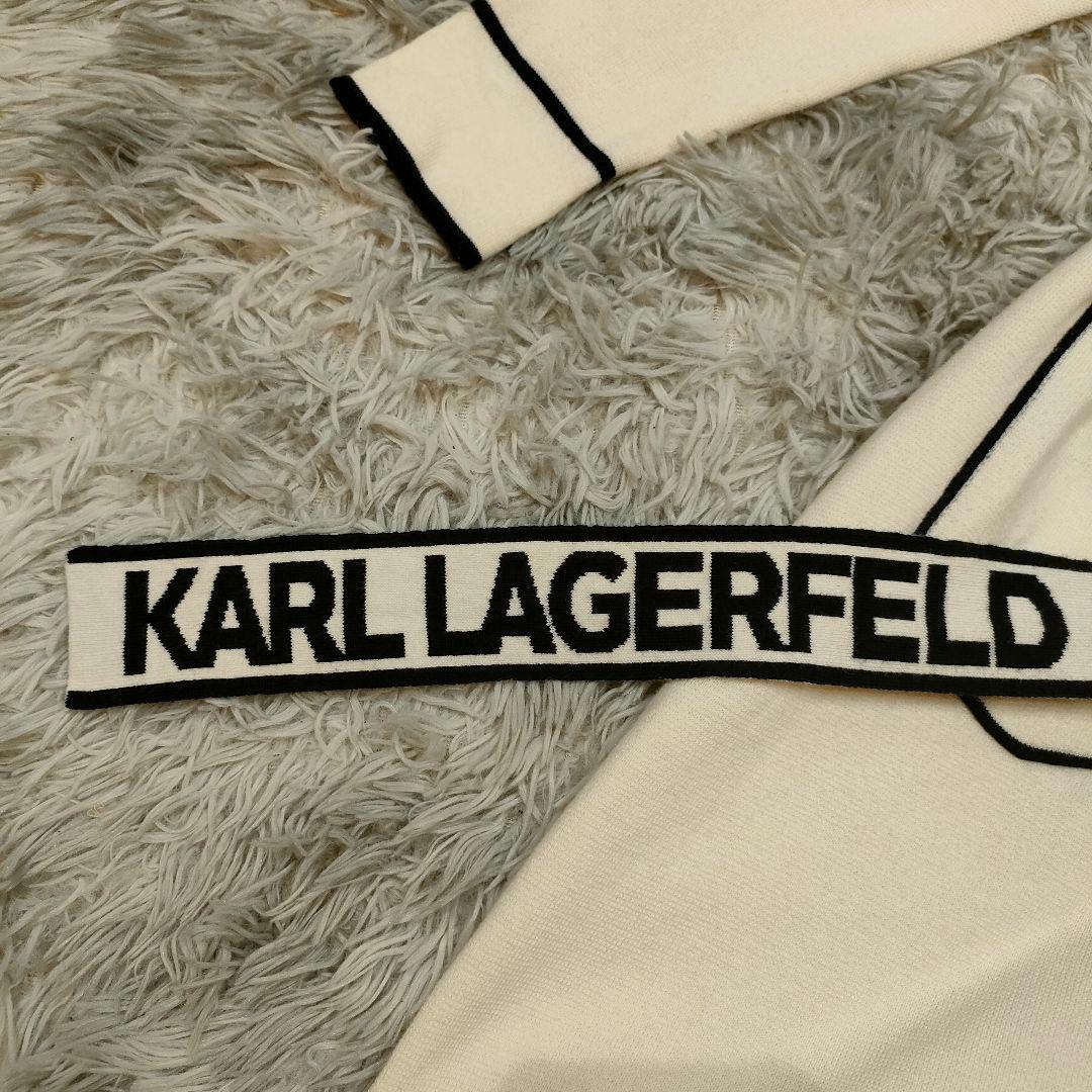 良品　Karl Lagerfeld　ロングカーディガン　S ベルト付 ポケット付