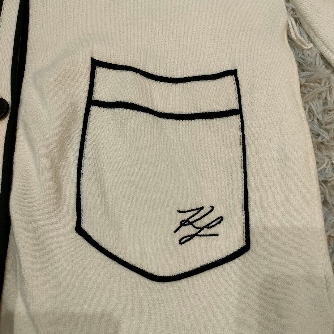 良品　Karl Lagerfeld　ロングカーディガン　S ベルト付 ポケット付