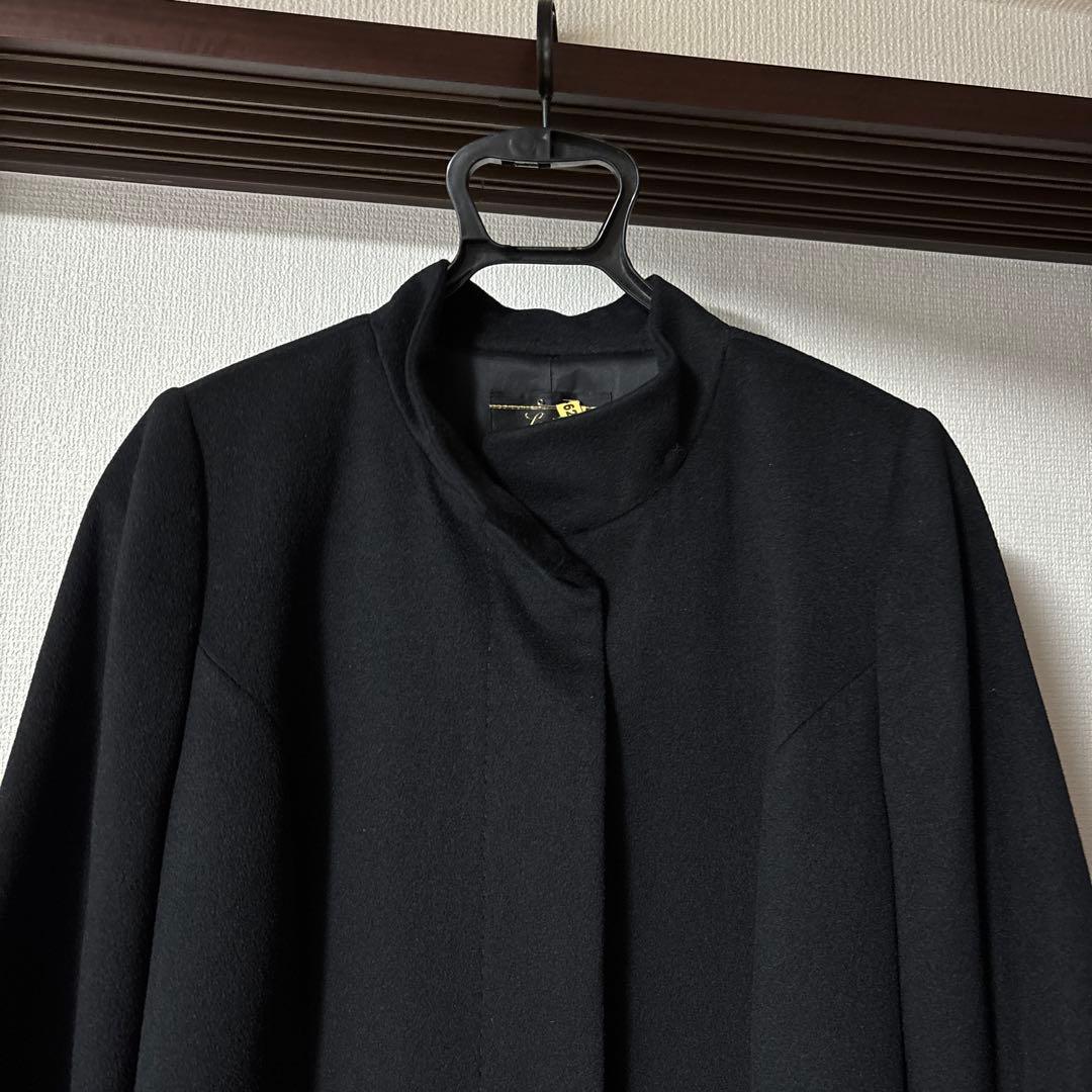 iwaneshibori　ミンク襟付きブラックカシミヤロングコート