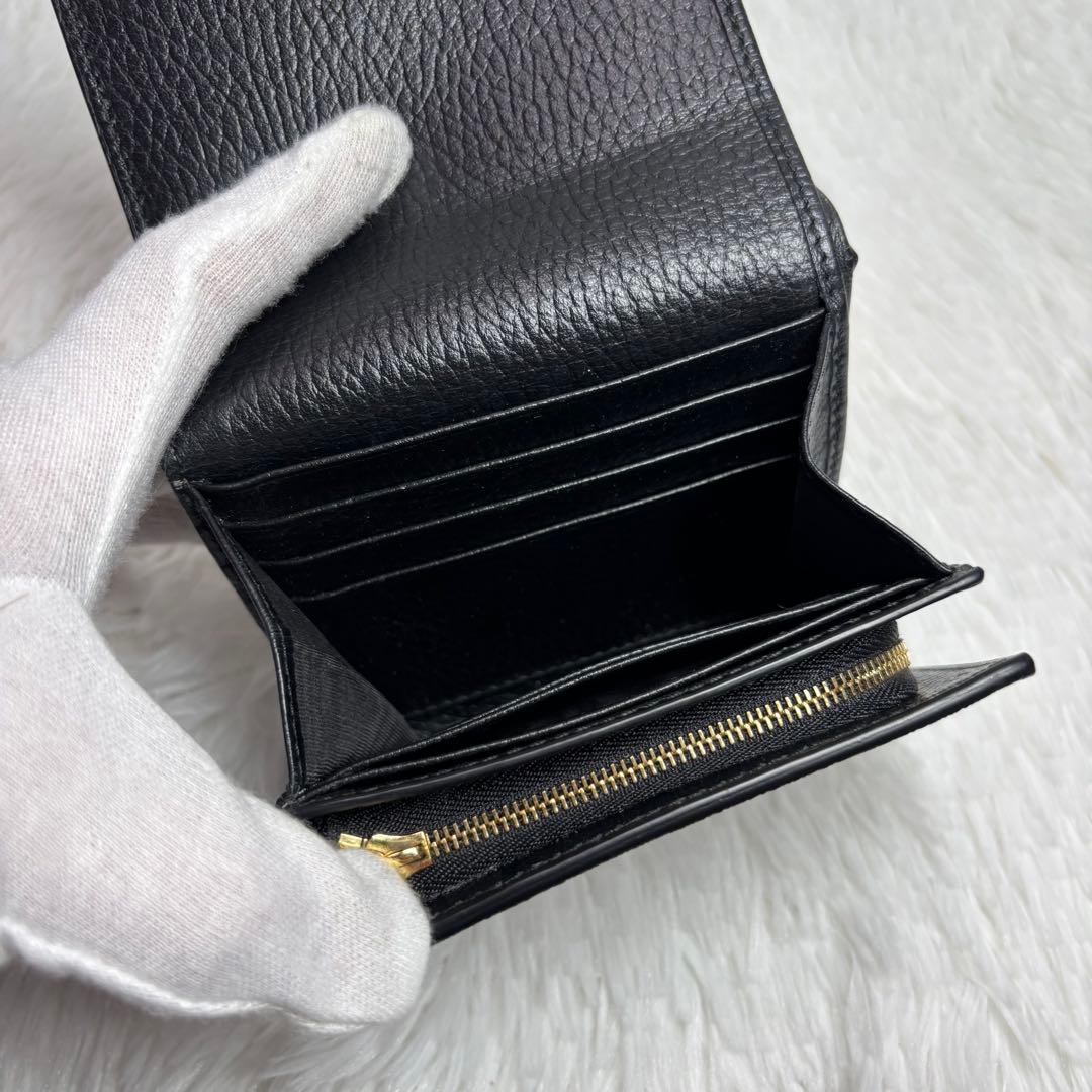 ✨極美品✨ グッチ GGスプリーム マーモント 二つ折り財布 L字ジップ 黒