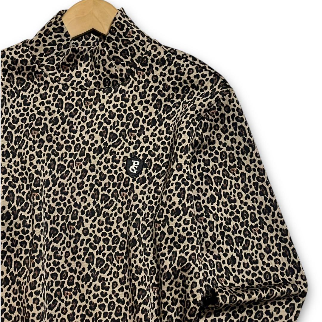 新品 パーリーゲイツ レオパード柄 モックネック カットソー Tシャツ