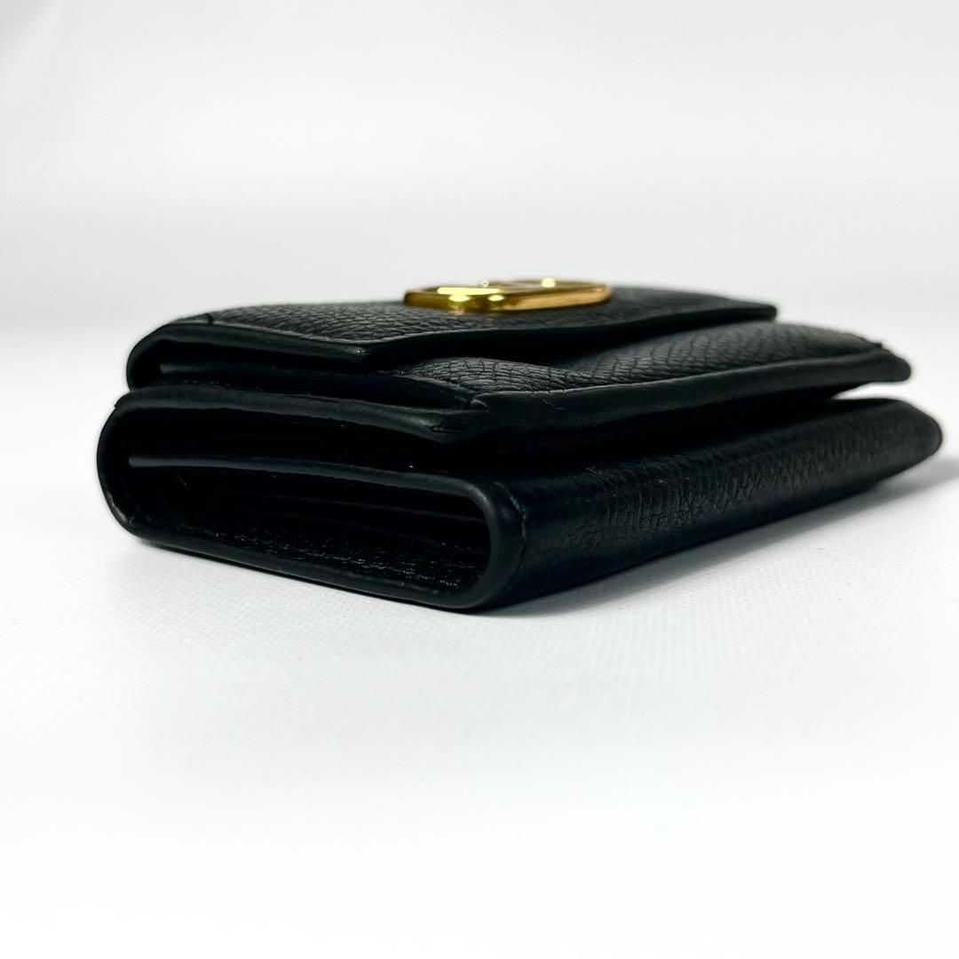 レア✨バレンティノ ガラヴァーニ 三つ折り財布 ロゴ金具 レザー ブラック