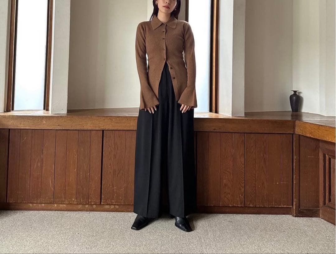 新品未使用　タグ付　CLANE COLLAR RIB CARDIGAN サイズ1