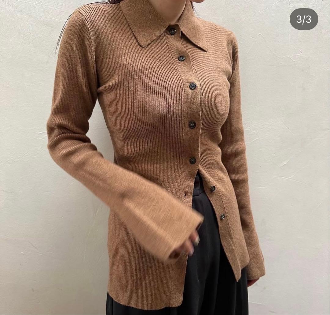 新品未使用　タグ付　CLANE COLLAR RIB CARDIGAN サイズ1