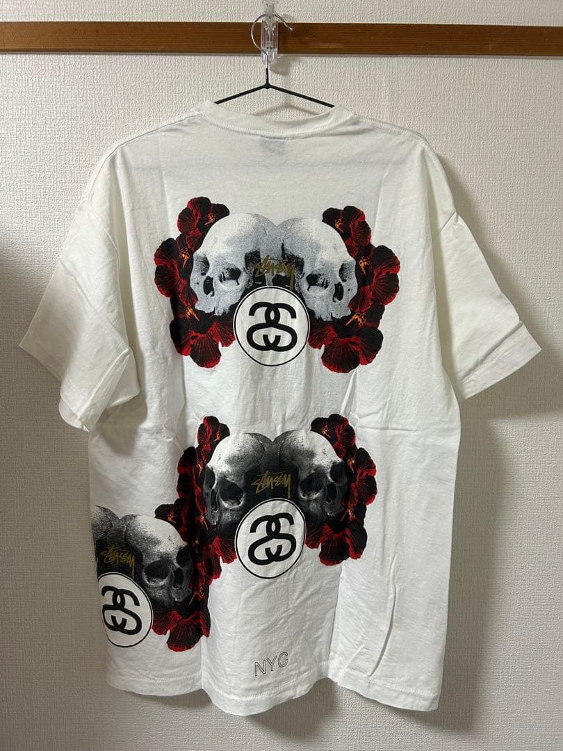 希少！90s STUSSY スカル ハイビスカス NYC限定 tシャツ USA製
