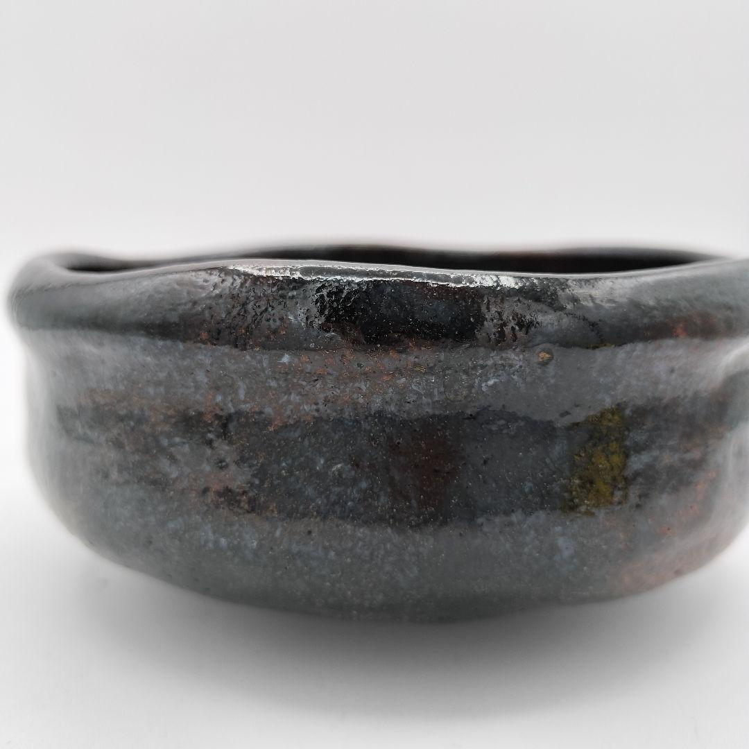 【みよ】630 平茶碗 黒楽 西湖写 楽入 茶道具 茶道