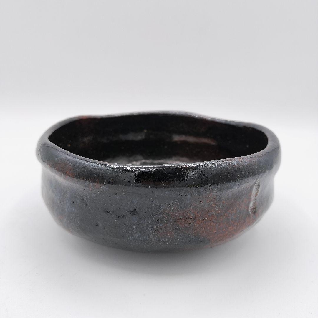 【みよ】630 平茶碗 黒楽 西湖写 楽入 茶道具 茶道