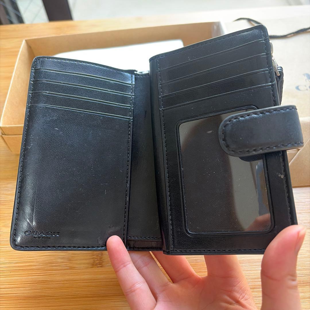 【箱・袋付き】COACH コーチ 二つ折り財布 シグネチャー ブラック