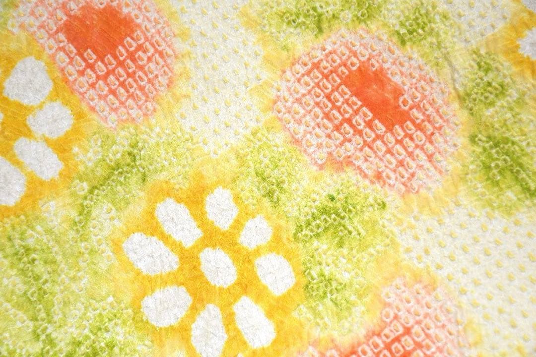 いらち様　振袖　158 高級　総絞り　クリーム色　花柄　成人式　卒業式　希少