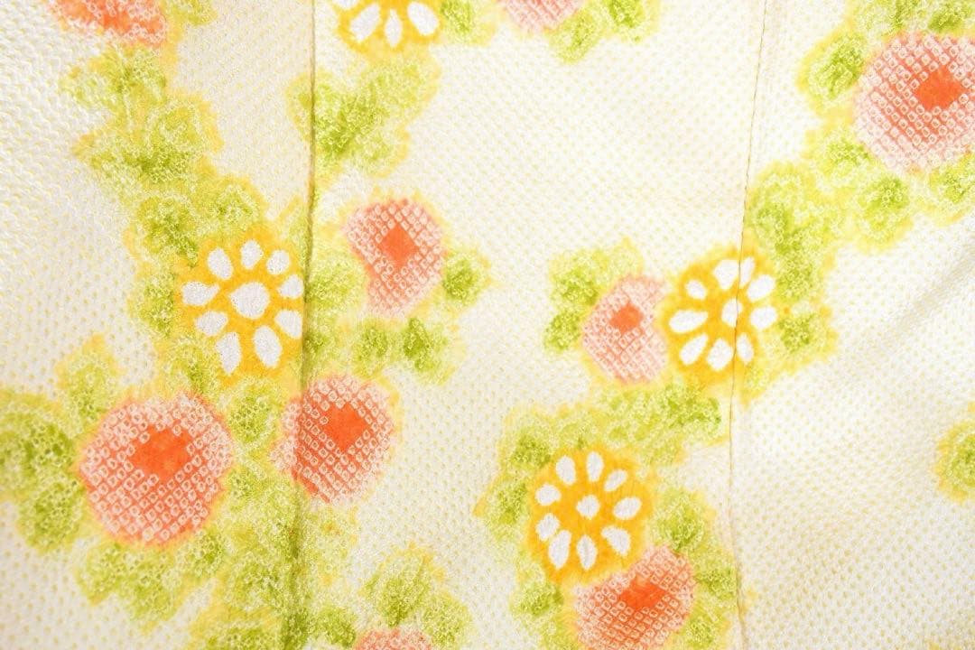 いらち様　振袖　158 高級　総絞り　クリーム色　花柄　成人式　卒業式　希少
