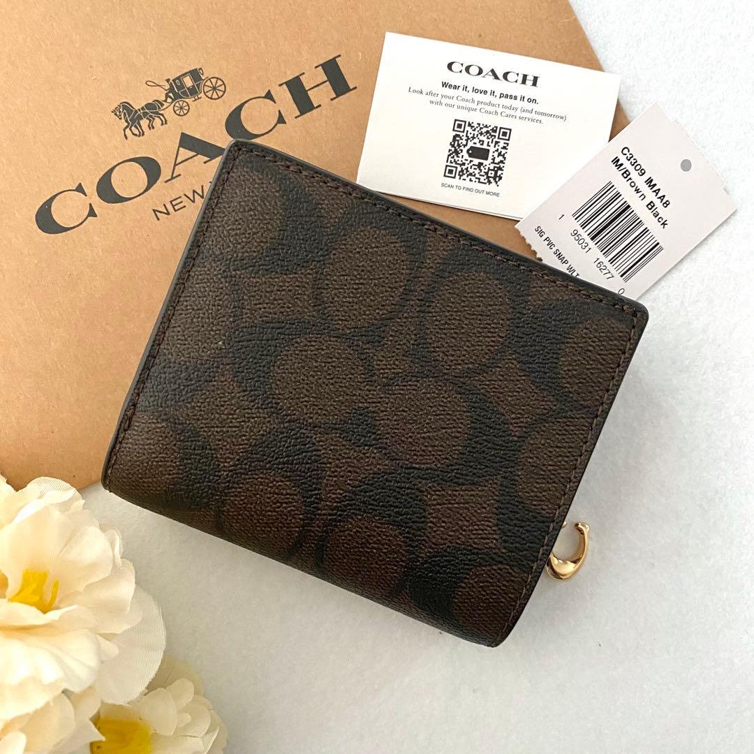 新品　正規品☆COACH コーチ　折り財布　ブラウン シグネチャー 二つ折り財布