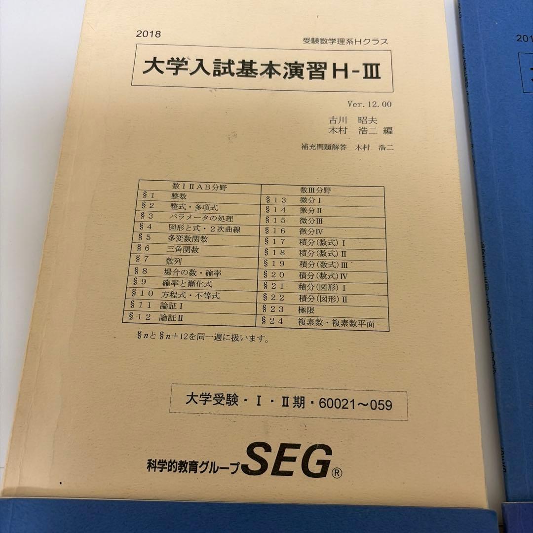 SEG 大学入試基本演習　高2高3 クリーム・青　全板書・プリント・解説ノート