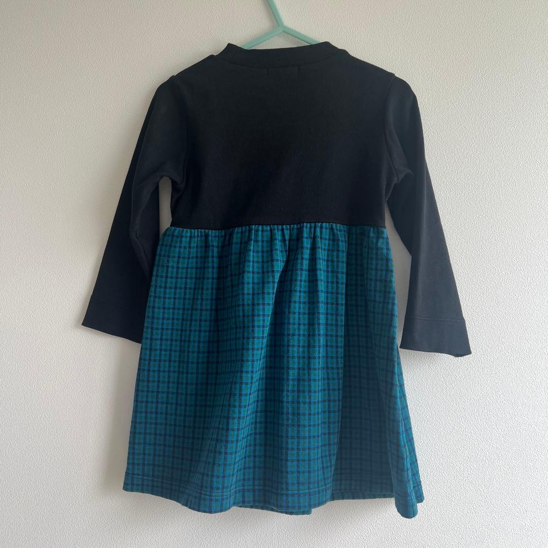 ファミリア　現行品　ワンピース　90 青緑チェック(XB)